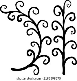 Decorative vector elegant element twig. Natura, organic, ecology theme for background, textile print, fabric decoration, invitation cards and postcards, poster print and more. Hand drawn illustration.