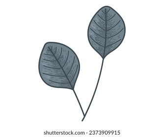 Ropa plana vectorial decorativa con hojas. Elemento natural de diseño de planta aislada, estilo de esbozo.