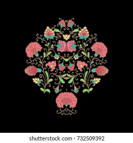 Decorative vector  floral  bouquet on dark background