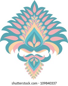 Decorative vector floral damask element on white background