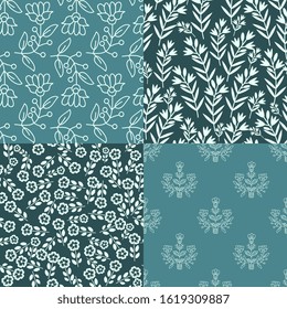 Decorative vector floral patterns set
