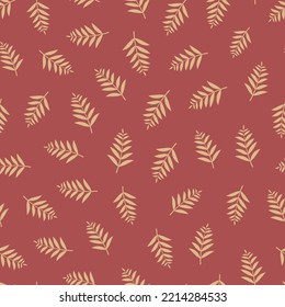 Decorative vector floral seamless pattern tile of aesthetic ornamental golden tree branches and leaves. Modern exquisite foliage design. Vintage repeating textured background for surface printing