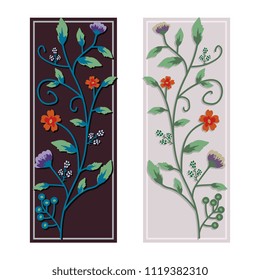 Decorative vector floral vertical banners