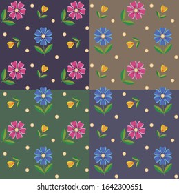 decorative vector flowers on a multicolored background