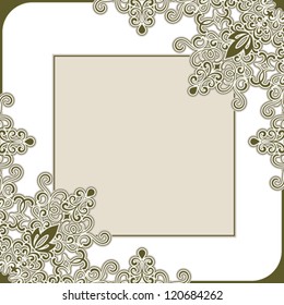 Decorative vector frame abstract floral decoration on white