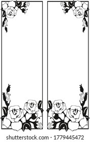 Decorative vector frame background with floral and ornament elements, flowers, leaves and curves for design. Place for text or image. 