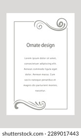 Decorative vector frame. Elegant element for design template, place for text. Floral border.