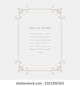 Decorative vector frame. Elegant element for design template, place for text. Floral border.
