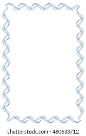 Decorative vector frame with empty space for text or photo. Blue vertical frame suitable for different greeting cards, invitations, backgrounds, prints, winter decorations. 