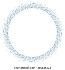 Decorative vector frame with empty space for text or picture. Blue round frame suitable for different greeting cards, invitations, backgrounds, prints, winter decorations. 