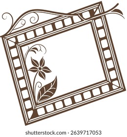 Decorative vector frame with floral embellishments a stylish brown border with delicate flowers and leaves for elegant designs