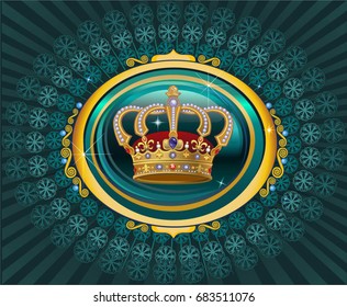 Decorative vector frame and gold crown