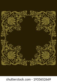 Decorative Vector Frame. Gold, Isolated On Dark Background