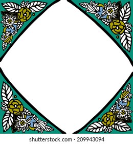 Decorative vector frame with hand drawn flowers.