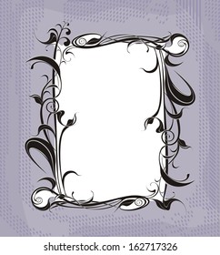 decorative vector frame on the grunge background 