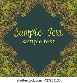 
Decorative vector frame, ornamental corners, abstract symmetric pattern with place for text.