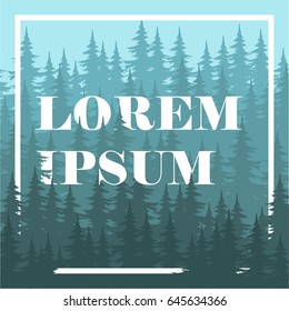 Decorative vector frame with space for your text over pine trees background