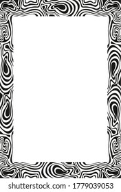 Decorative vector frame with symbols, geometric shapes, lines and ornament elements, curves for design. Place for text or image. Blank drawing concept. Vector illustration isolated on white background