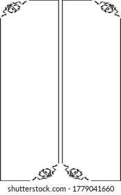 Decorative vector frame with symbols, geometric shapes, lines and ornament elements, curves for design. Place for text or image. Blank drawing concept. Vector illustration isolated on white background