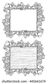 Decorative vector frames in graphic style, with floral elements