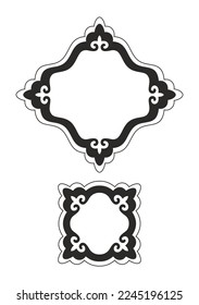 Decorative vector frames in the national Kazakh style.