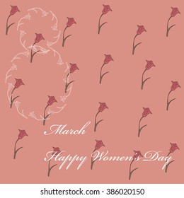 Decorative vector greeting card/
Greeting card 8 March. Happy Women's Day