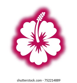 Decorative vector hibiscus flower icon creative halftone effect