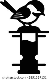 Decorative vector icon of a black-capped chickadee, a small North American songbird associated with birdwatching and woodland nature.