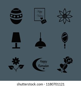 decorative vector icons set. with heart envelope, flower, easter egg and rose heart in set