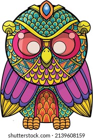 decorative vector illustration of a colorful owl
