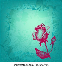 Decorative vector illustration with hand drawn rose