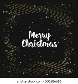 Decorative vector illustration for winter invitations, cards, posters and flyers black white gold.