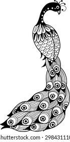 decorative vector image of beautiful peacocks in cartoon style
