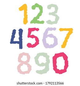 Conjunto de diseño coloreado de vector decorativo aislado de números de estilo abstracto