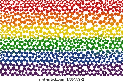 Decorative vector LGBT flag with circles. Rainbow background