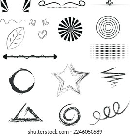 conjunto decorativo de diseño de ilustraciones de líneas vectoriales