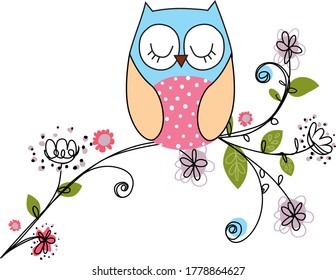 búho decorativo vectorial lineal sobre un fondo blanco