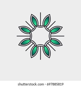 Decorative vector logo in a modern style. Exclusive emblem. Element for floral shops,cosmetics packaging, beauty and spa studios.