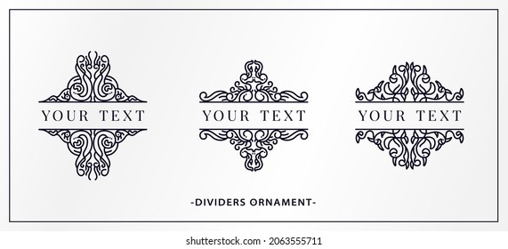 Decorative vector luxury set filigree vintage ornament elements: vintage dividers with silver background. Combinations for retro design, greeting cards, certificates, invitations and other ornate
