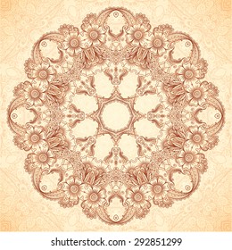 Decorative vector mandala in Indian mehndi style