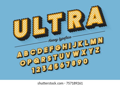 Decorative vector modern typeface, shadow, font, typeface. Color swatches control