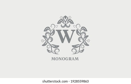 Decorative vector monogram with the initial letter W. Exquisite logo for cafe, bar, restaurant, invitation. Business style or company brand.