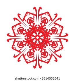 A decorative vector ornament designed from stylized text, featuring a vibrant red color reminiscent of blooming flowers. Ideal for romantic themes, floral logos, or elegant design accents.