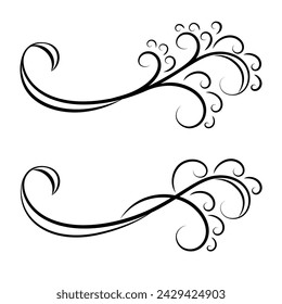 Decorative vector ornament for frame, border, tattoo, print. Design element made of black linear swirls, isolated on white background.