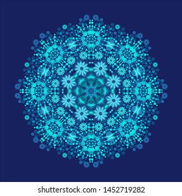 Decorative vector ornamental rosette on dark  background