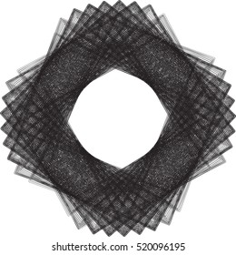 Decorative vector ornamental shape. Lineart logo template for design projects. A circular ornament from the crossed lines.