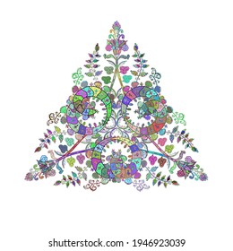 Icono decorativo de mandala ornamentado con vectores ornamentados aislado para tarjeta, Mandala coloreado en colores verdes. Para tarjetas de invitación, álbumes, pancarta, postal, tatuajes, yoga, boho, magia, alfombra, azulejos o encaje.