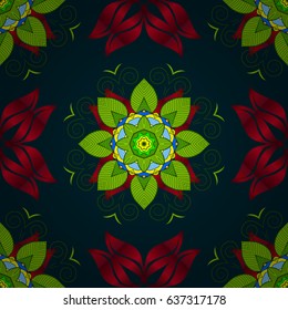Decorative vector ornate colored mandala icon isolated for card, colored Mandala on a blue background. For invitation card, scrapbook, banner, postcard, tattoo, yoga, boho, magic, carpet, tile or lace