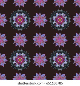 Decorative vector ornate colored mandala icon isolated for card, colored Mandala on a dark background. For invitation card, scrapbook, banner, postcard, tattoo, yoga, boho, magic, carpet, tile or lace