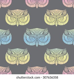 Decorative Vector Owl seamless pattern for design.